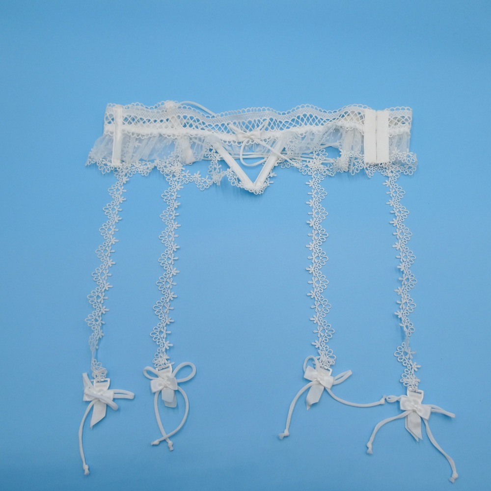 For Love & Lemons Garter Belt Women Medium SKGB1271 White Lace Bows‎ Polyester
